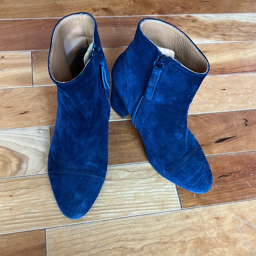 Parisian Blue Suede Booties (Bobbies) - w Italian leather!